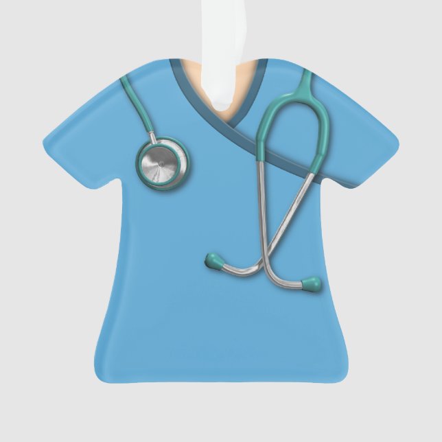 Blue Medical Scrubs Ornament (Front)