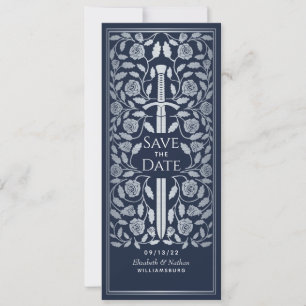 Blue Medieval Silver Sword Save the Date