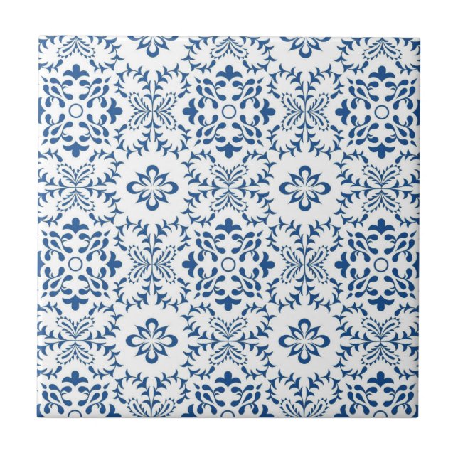 Blue Mediterranean  Ceramic Tile (Front)