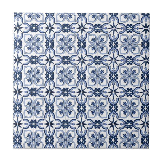 Blue Mediterranean  Ceramic Tile (Front)