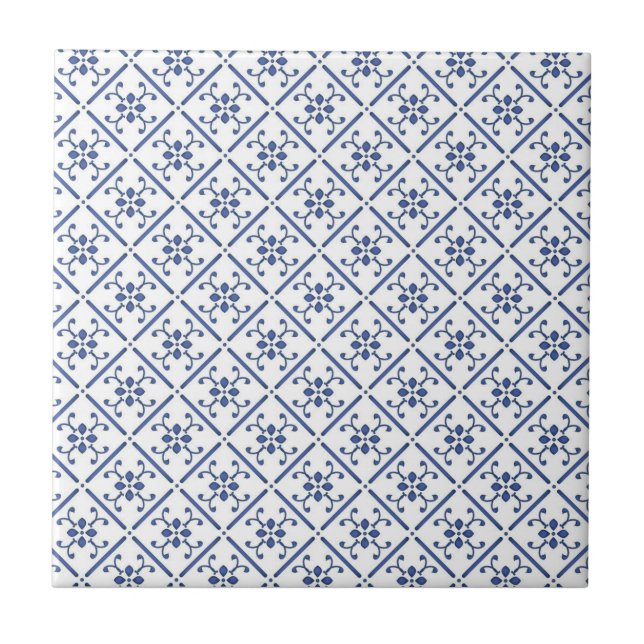 Blue Mediterranean  Ceramic Tile (Front)