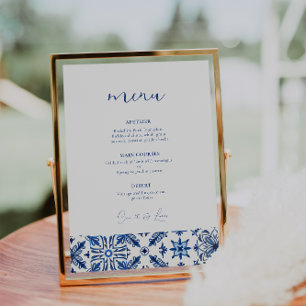 Blue Mediterranean citrus wedding menu