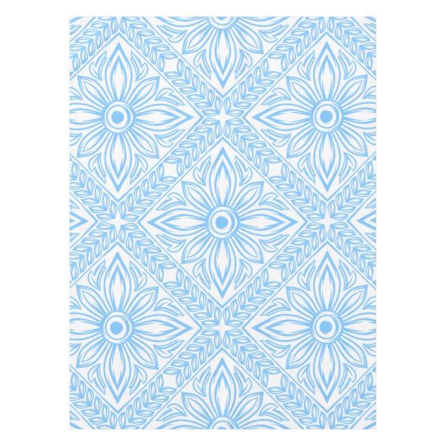 Blue Mediterranean Italian Tile Decorative Pattern Tablecloth (Front)