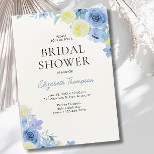 Blue Mediterranean Lemon Bridal shower Invitation