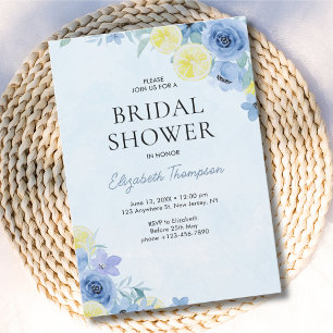Blue Mediterranean Lemon Bridal shower Invitation