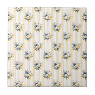 Blue Mediterranean Lemon Pattern Ceramic Tile