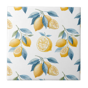 Blue Mediterranean Lemon Pattern Ceramic Tile