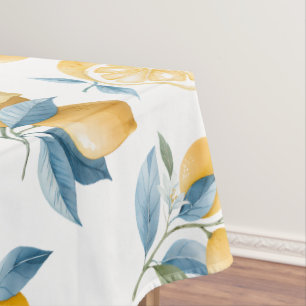 Blue Mediterranean Lemon Pattern Tablecloth