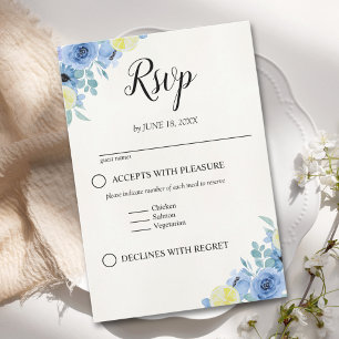 Blue Mediterranean Lemon Wedding RSVP Card
