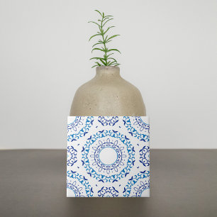 Blue Mediterranean Portuguese Azulejo Pattern Ceramic Tile