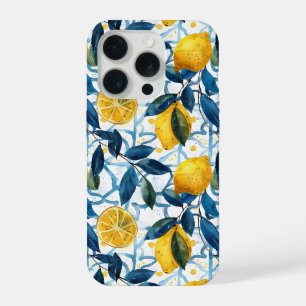 Blue Mediterranean Style Lemon Pattern iPhone Case