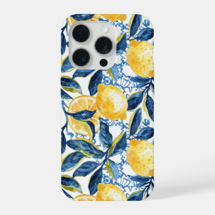 Blue Mediterranean Style Lemon Pattern iPhone Case