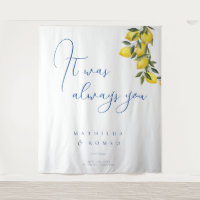 Blue Mediterranean Tile & Citrus Wedding Backdrops