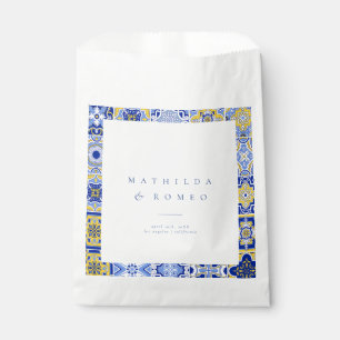 Blue Mediterranean Tile & Citrus Wedding Favour Ba Bag