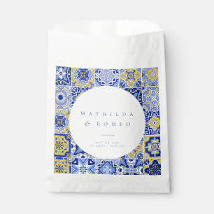 Blue Mediterranean Tile & Citrus Wedding Favour Ba Bag