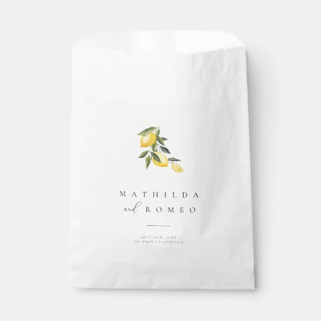 Blue Mediterranean Tile & Citrus Wedding Favour Ba Favour Bag (Front)