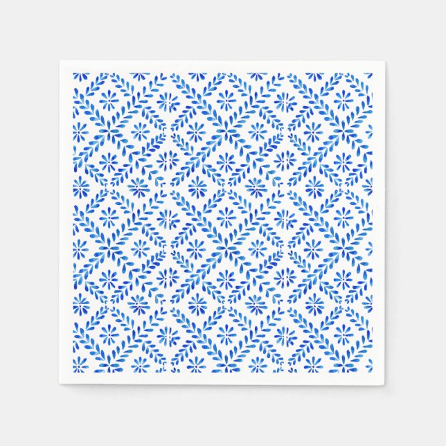 Blue Mediterranean Tile Napkins (Front)