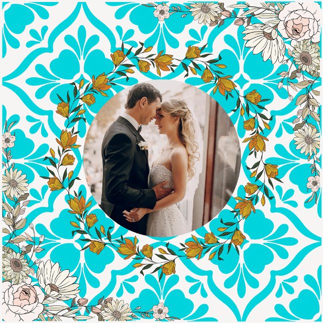 Blue Mediterranean Tile Pattern Wedding Photo Cera (Creator Uploaded)