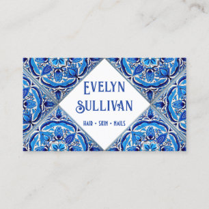 Blue mediterranean tiles business card