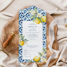 Blue Mediterranean Tiles Italian Lemon Wedding