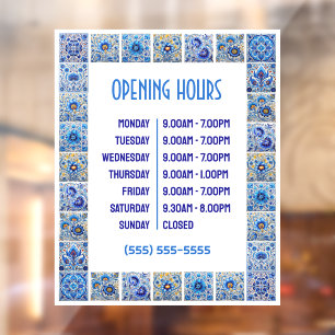 Blue Mediterranean Tiles Opening Hours