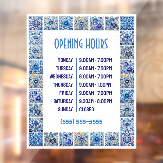 Blue Mediterranean Tiles Opening Hours (Sheet 2)