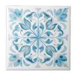 Blue Mediterranean Tuscany Ceramic Tile<br><div class="desc">Mediterranean design Tuscan style blue ceramic tile.</div>