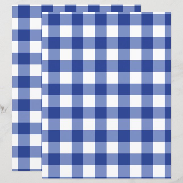 Blue Medium Scale Gingham Scrapbook Paper (Front/Back)