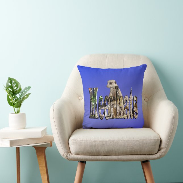 Blue Meerkats, Throw Cushion. Cushion (Chair)