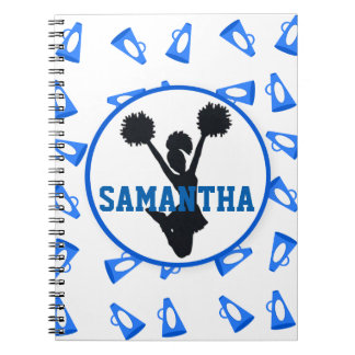 Blue Megaphones and Cheerleader Personalised Notebook