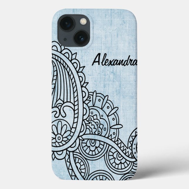 Blue Mehndi Motif iPad Air Case (Back)