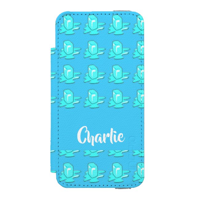 Blue melting ice Cube Incipio iPhone Wallet Case (Folio Front)