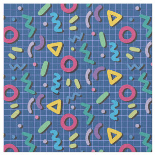 Blue Memphis pattern Fabric