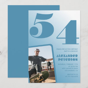 Blue Men Photo gradient 54th birthday invitations 