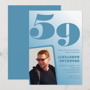Blue Men Photo gradient 59th birthday invitations 