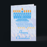 Blue Menorah Chanukah Cards<br><div class="desc">Blue menorah with orange flames,  with rippled reflection. Chanukah design. Custom Chanukah greeting cards - customise your own greeting inside.</div>