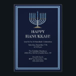 Blue Menorah Hanukkah Celebration Invitation<br><div class="desc">Start your Holiday party off right with our elegant blue Menorah Hanukkah Celebration Party Invitation. Make sure all your friends and family members are there to celebrate with you this holiday season! Hanukkah is a favourite time of year for most, be sure to be surrounded by loved ones while making...</div>