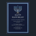 Blue Menorah Hanukkah Celebration Invitation<br><div class="desc">Start your Holiday party off right with our elegant blue Menorah Hanukkah Celebration Party Invitation. Make sure all your friends and family members are there to celebrate with you this holiday season! Hanukkah is a favourite time of year for most, be sure to be surrounded by loved ones while making...</div>