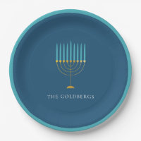 Blue Menorah Hanukkah Celebration Personalised