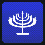 Blue Menorah Square Sticker<br><div class="desc">You will love this cool blue Jewish Hanukkah Menorah design. Great for gifts! Available on tee shirts, smart phone cases, mousepads, keychains, posters, cards, electronic covers, computer laptop / notebook sleeves, caps, mugs, and more! Visit our site for a custom gift case for Samsung Galaxy S3, iphone 5, HTC vivid...</div>