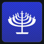 Blue Menorah Square Sticker<br><div class="desc">You will love this cool blue Jewish Hanukkah Menorah design. Great for gifts! Available on tee shirts, smart phone cases, mousepads, keychains, posters, cards, electronic covers, computer laptop / notebook sleeves, caps, mugs, and more! Visit our site for a custom gift case for Samsung Galaxy S3, iphone 5, HTC vivid...</div>