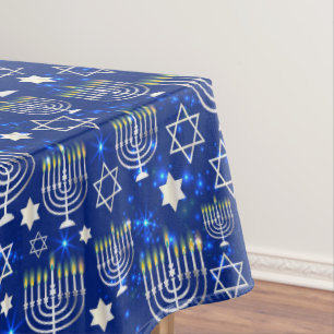 Blue Menorah  Tablecloth