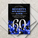 Blue Mens 60th Birthday Invitation<br><div class="desc">Bunches and bunches of balloons—this design just doesn't hold back! Featuring bold numbers and elegant typography in a space that's literally overflowing with balloons, this design is an instant party-starter. The blue and black colour scheme and retro typography set a classic, stylish tone for your event. Perfect for the modern...</div>