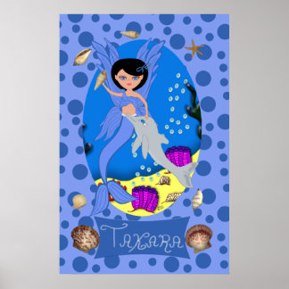 Blue Merfaery and Dolphin Print