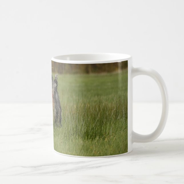 blue merle aussie running w toy coffee mug (Right)