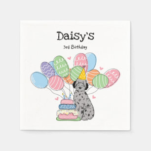 Blue Merle Aussiedoodle Dog Birthday Party Paper Napkin