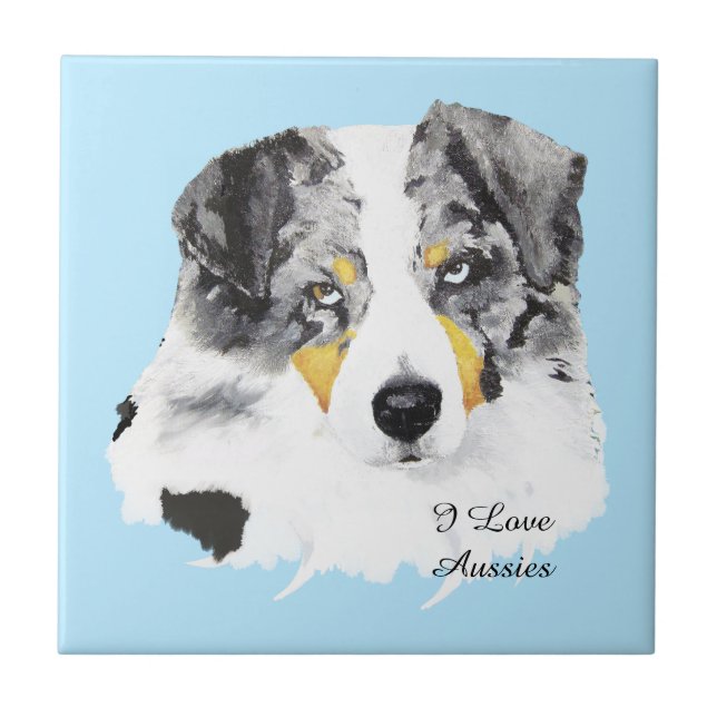 Blue Merle Australian Shepherd Custom Tile (Front)
