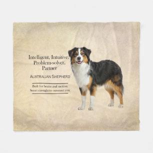 Blue Merle Australian Shepherd Intelligence Fleece Blanket