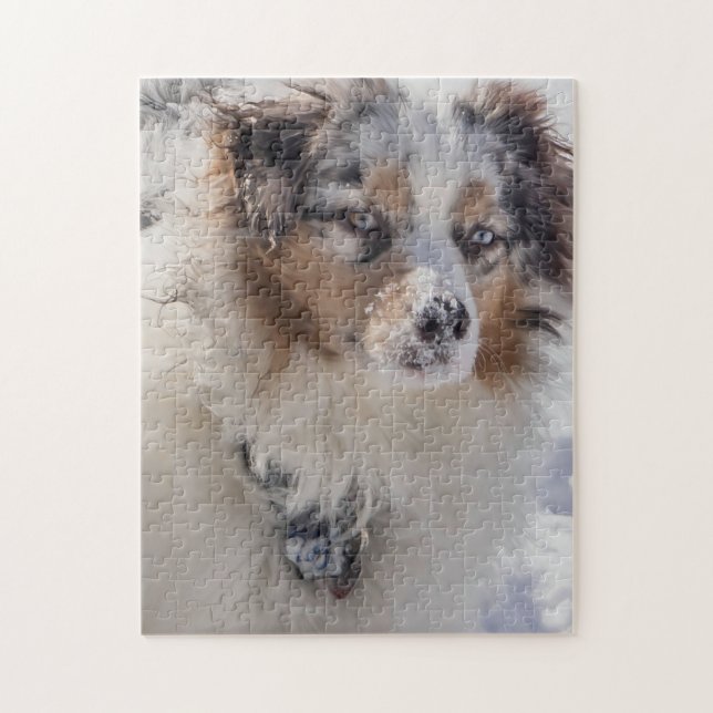 Blue Merle Australian Shepherd Jigsaw Puzzle (Vertical)