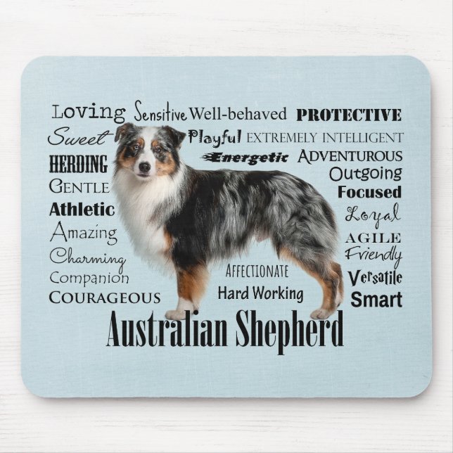 Blue Merle Australian Shepherd Mouse Pad (Front)